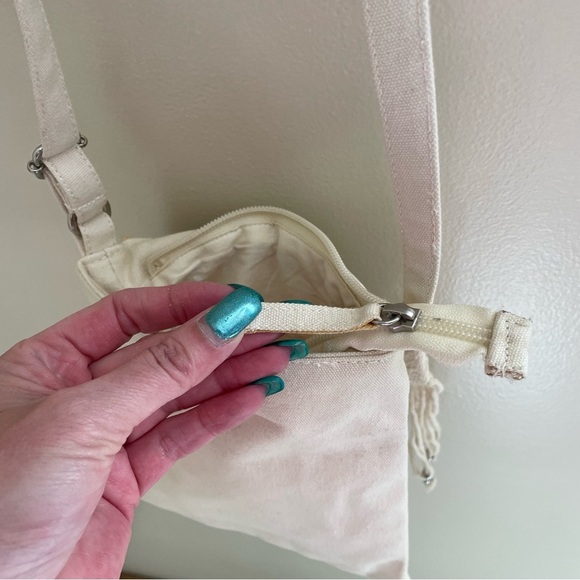 AMERICAN Eagle Crochet Fringe Beaded Boho Mini Crossbody Purse, Cream - Picture 12 of 14